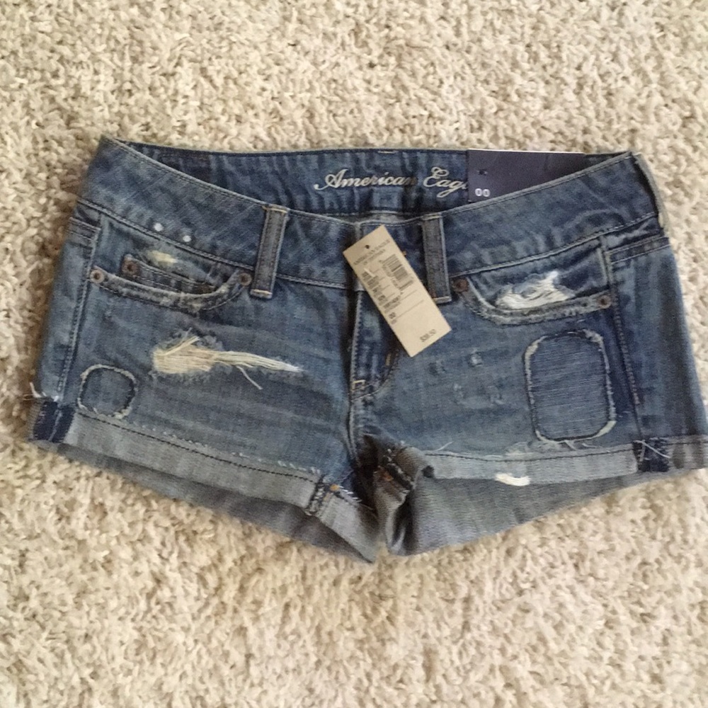 AEO Shortie Shorts NWT Size 00 - Picture 2 of 8